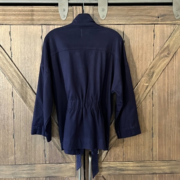 AG Adriano Goldschmied Kahlen Belted Jacket In Indigo Ink Size Medium EUC - Picture 9 of 11